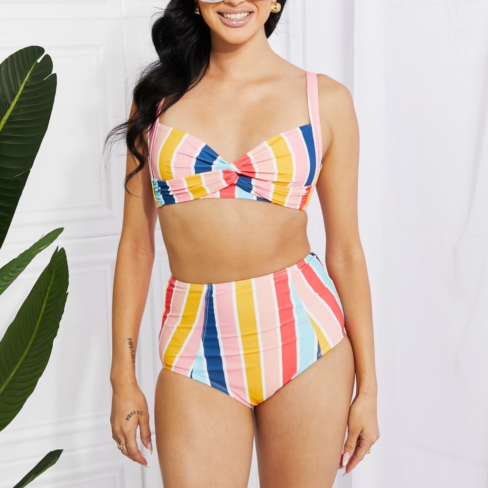MARINA WEST SWIM Take A Dip Twist Front High-Rise Bikini in Retro Stripe - Picture 3 of 12